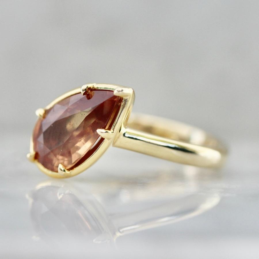 Florencia Orange Pear Cut Sapphire Ring