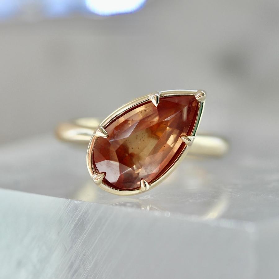 Florencia Orange Pear Cut Sapphire Ring