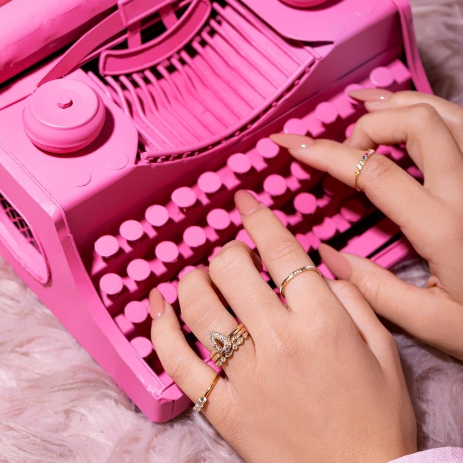 Follow Your Heart Luxe Engraved Diamond Gold Band