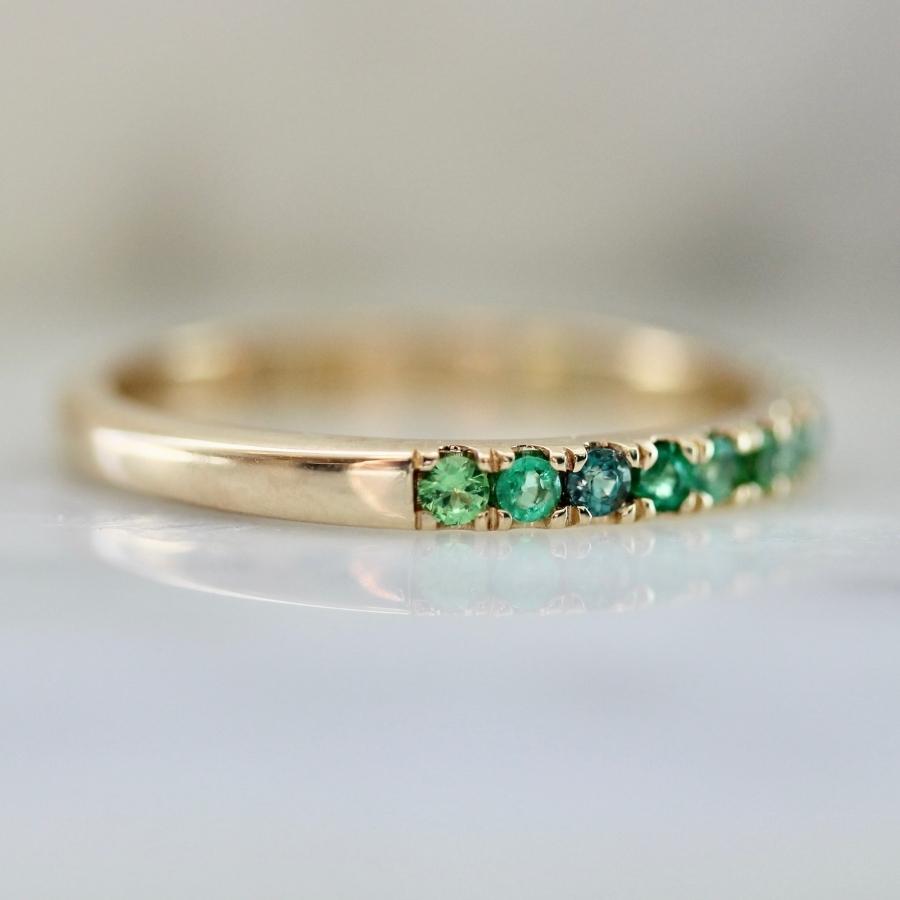 Funfetti Green Round Brilliant Cut Gemstone Medley Band