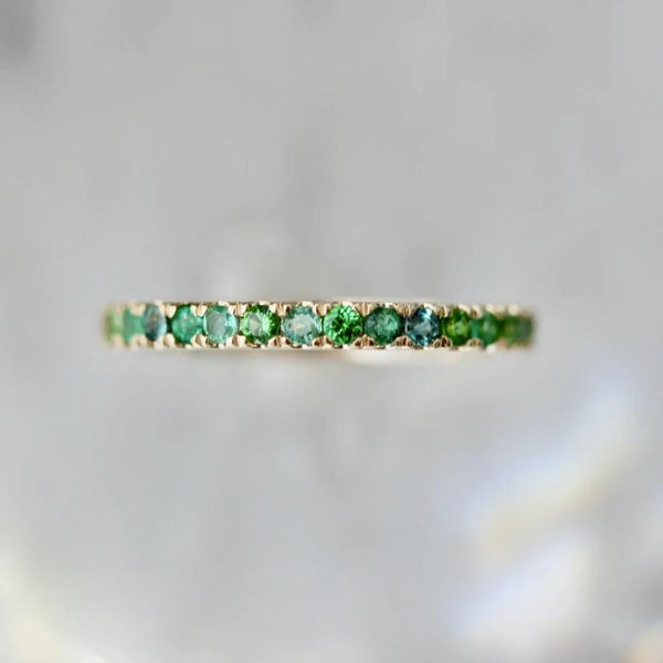 Funfetti Green Round Brilliant Cut Gemstone Medley Band