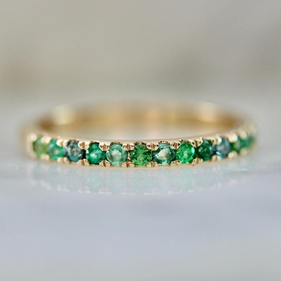 Funfetti Green Round Brilliant Cut Gemstone Medley Band