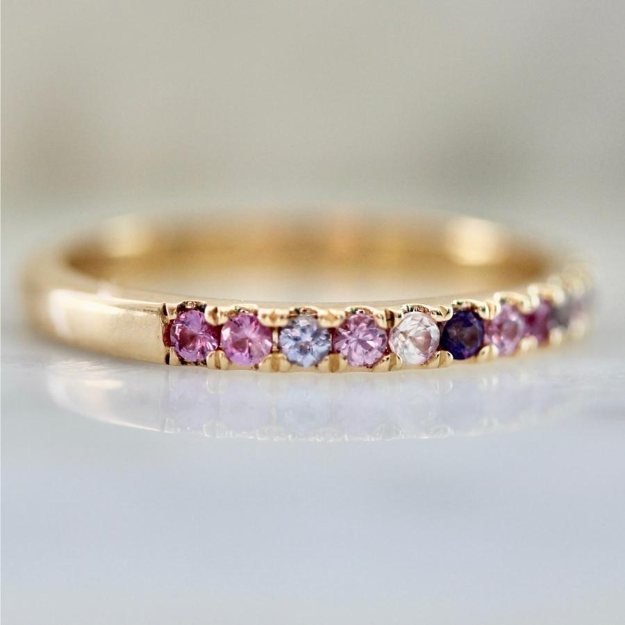 Funfetti Pink Round Brilliant Cut Gemstone Medley Band