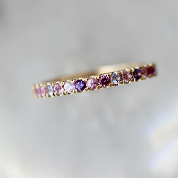 Funfetti Pink Round Brilliant Cut Gemstone Medley Band