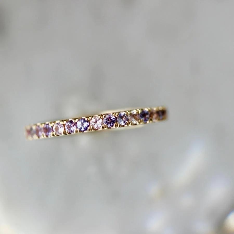 Funfetti Purple Round Brilliant Cut Gemstone Medley Band