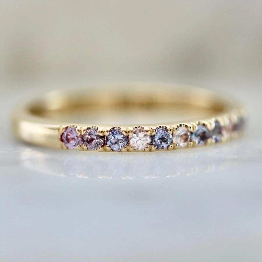 Funfetti Purple Round Brilliant Cut Gemstone Medley Band