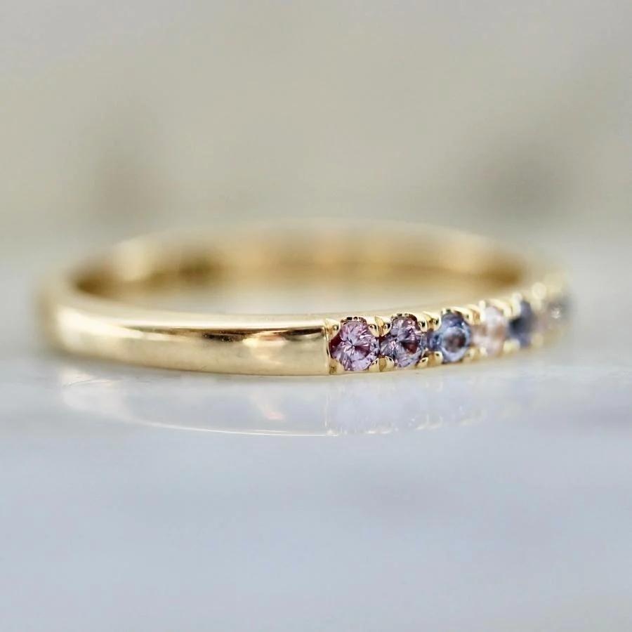 Funfetti Purple Round Brilliant Cut Gemstone Medley Band