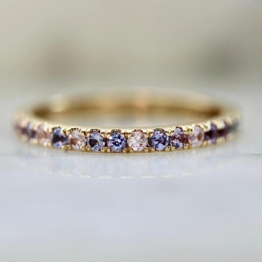 Funfetti Purple Round Brilliant Cut Gemstone Medley Band