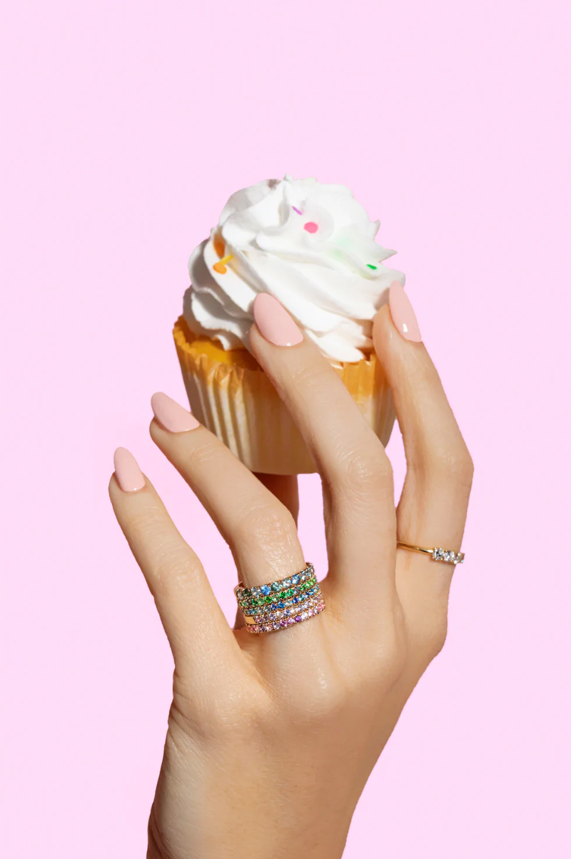 Funfetti Purple Round Brilliant Cut Gemstone Medley Band