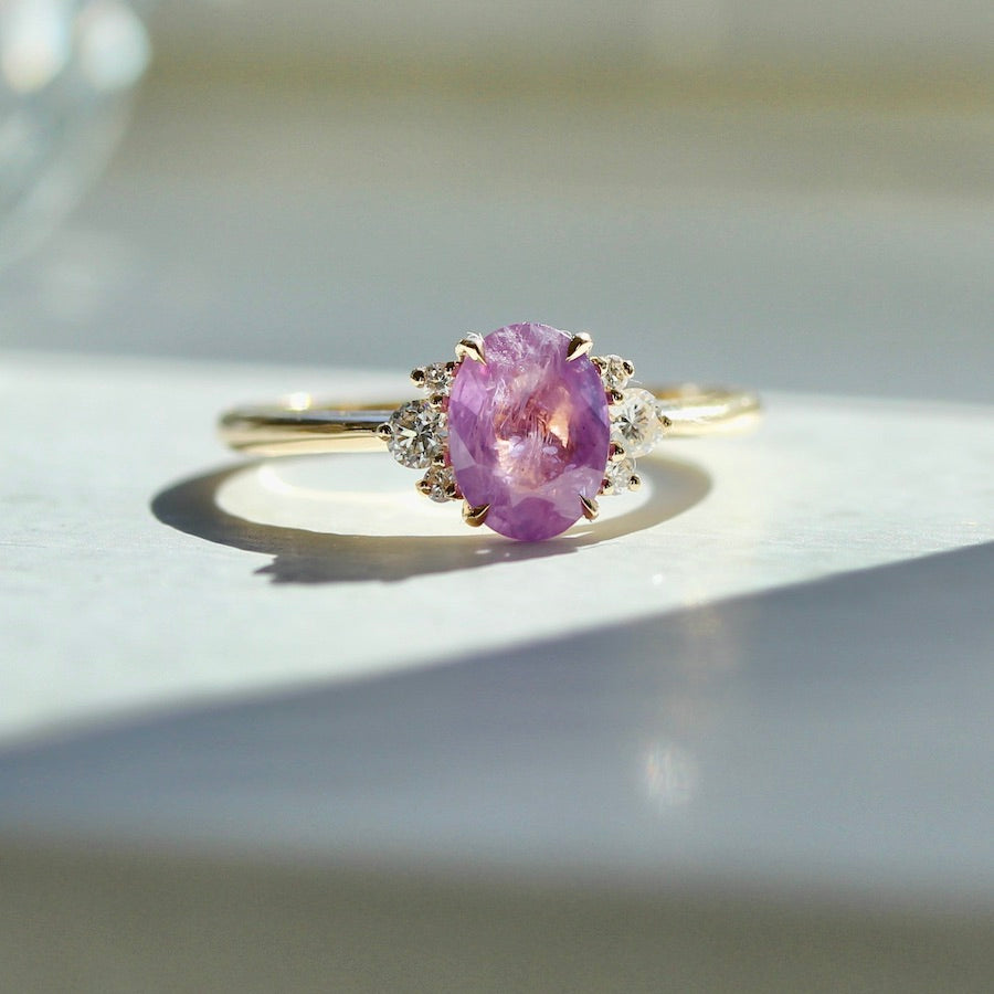1.22 Carat Mirella Purple Oval Cut Opalescent Sapphire Ring