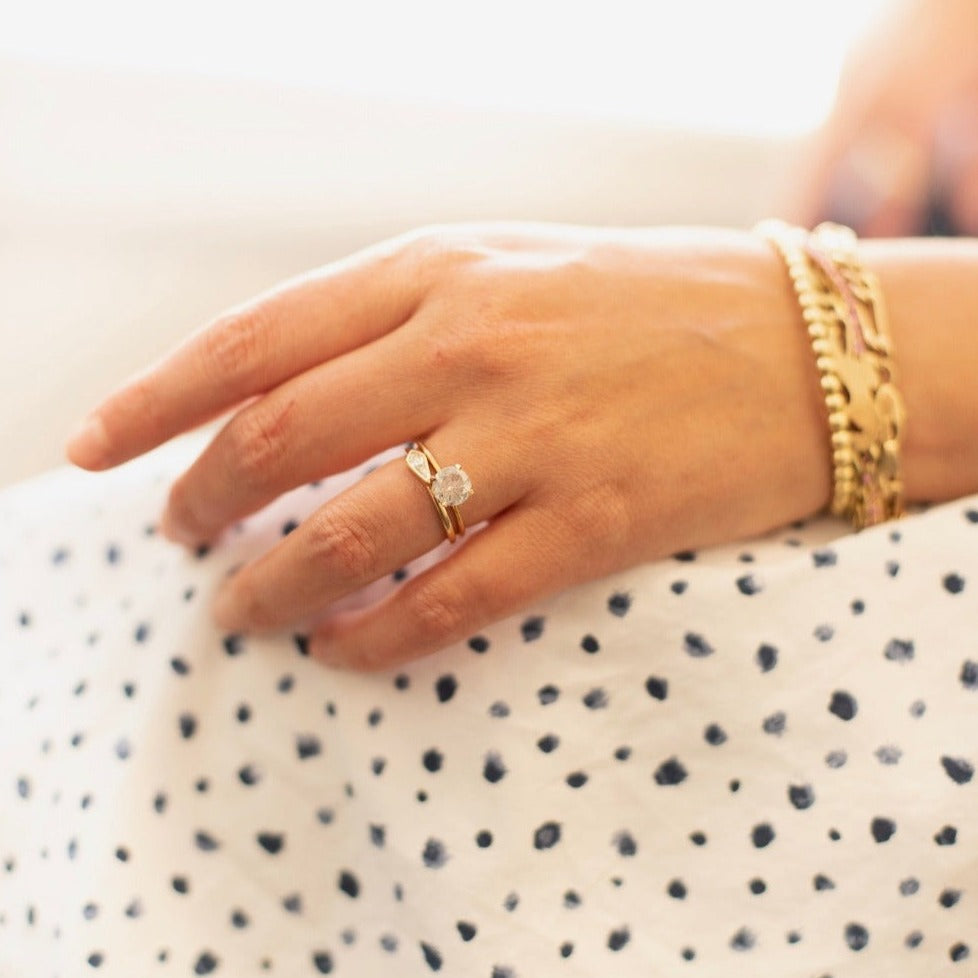 1.58 Carat Stella Salt and Pepper Round Brilliant Cut Diamond Ring