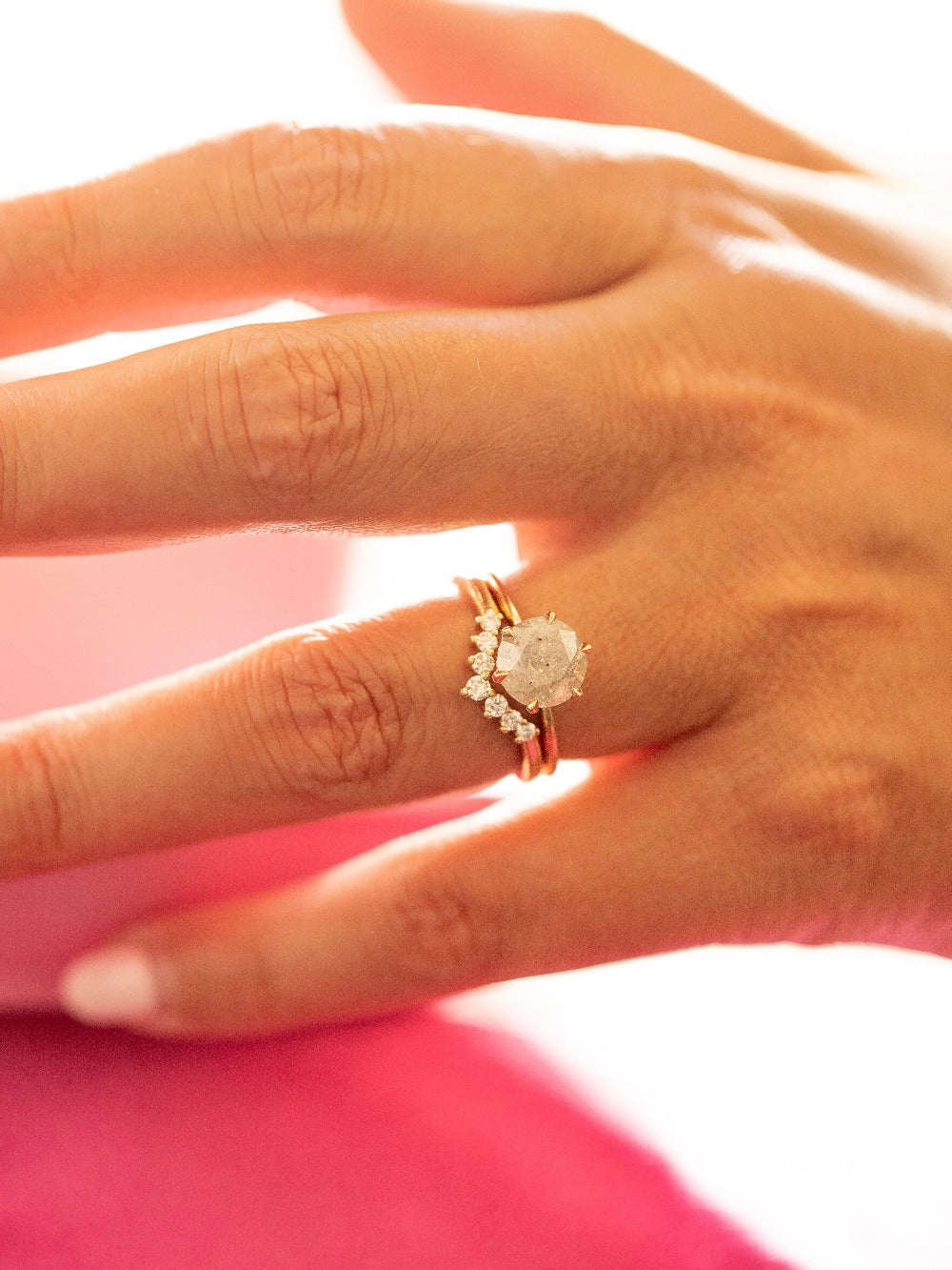 2.25 Carat Bella Icy Salt & Pepper Round Brilliant Cut Diamond Ring