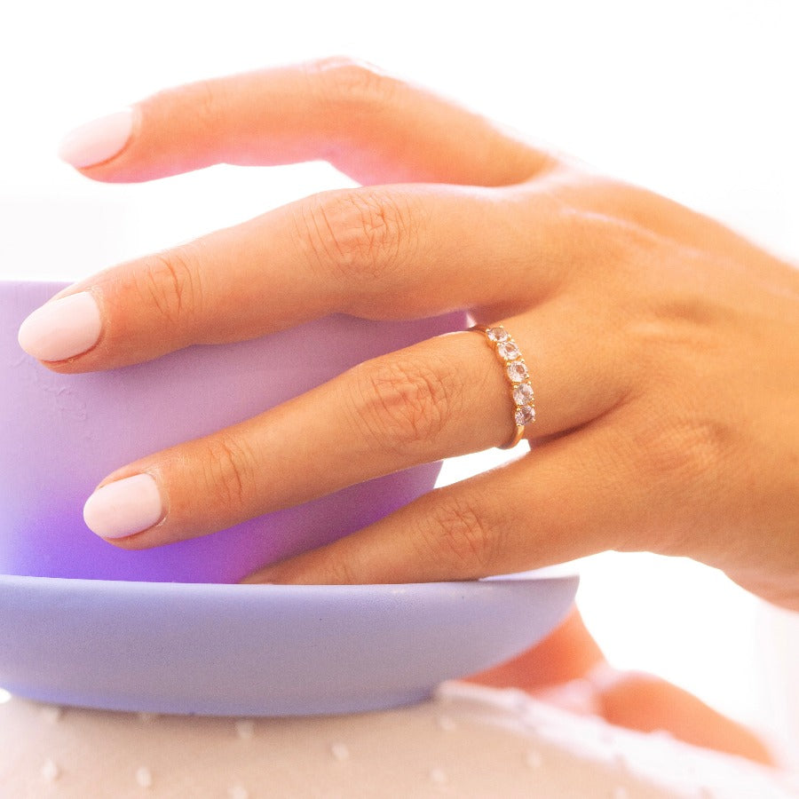 Check Please Light Purple Round Brilliant Cut Spinel Band