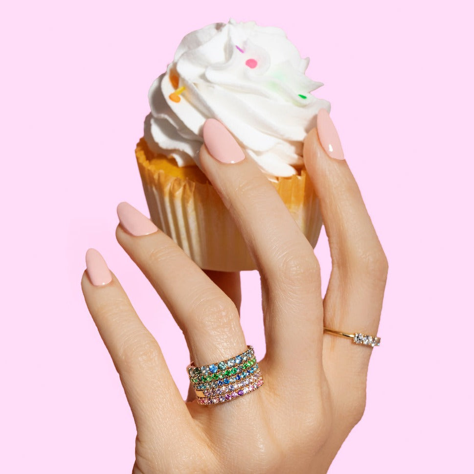 Funfetti Pink Round Brilliant Cut Gemstone Medley Band