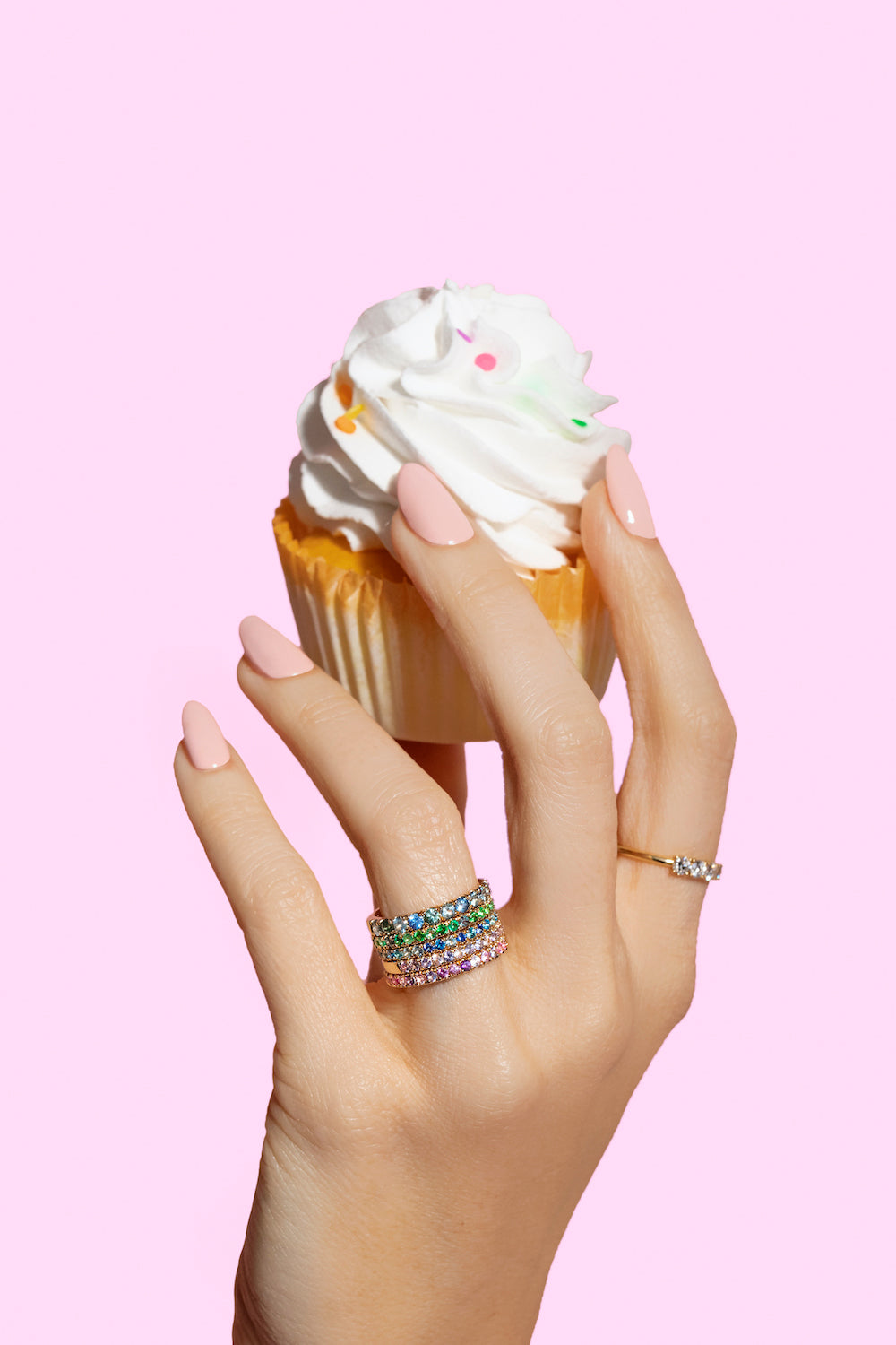 Funfetti Green Round Brilliant Cut Gemstone Medley Band