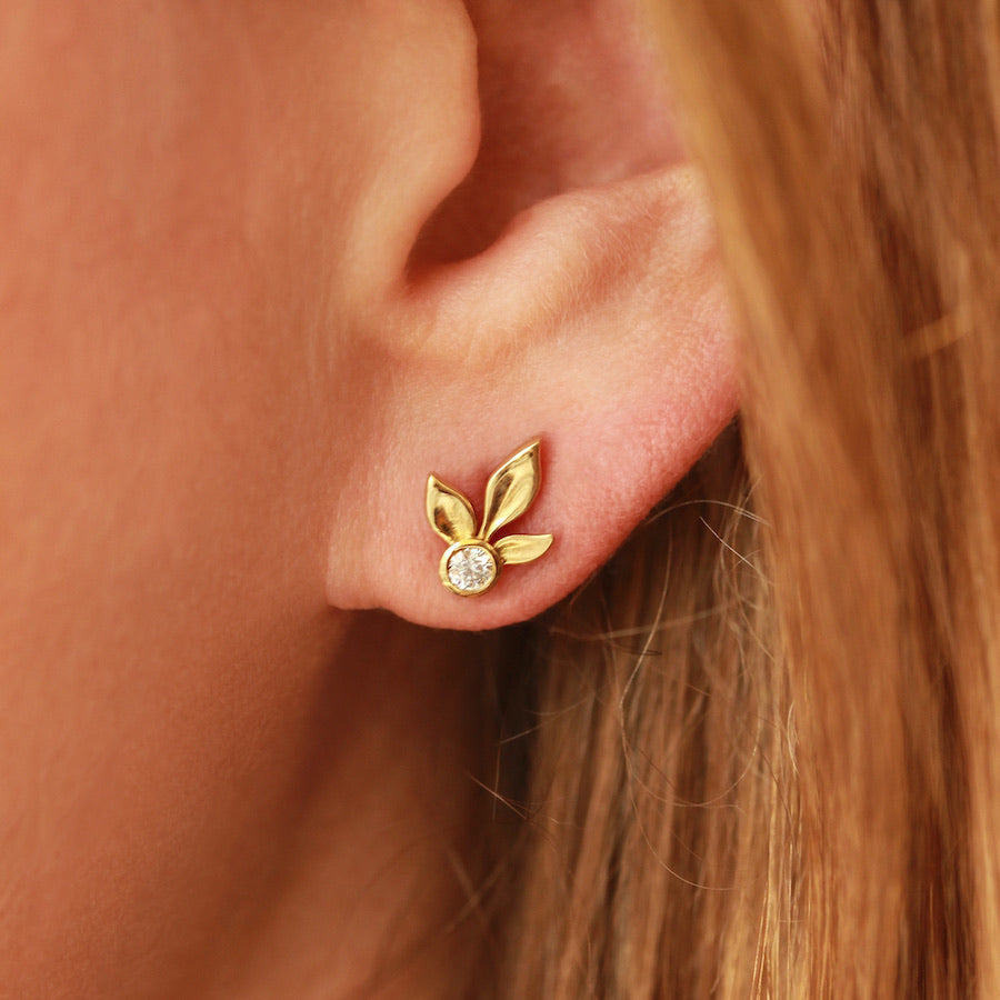 Frond of You White Brilliant Cut Diamond Studs