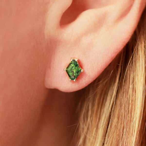 Appletini Green Hexagon Cut Tourmaline Earrings