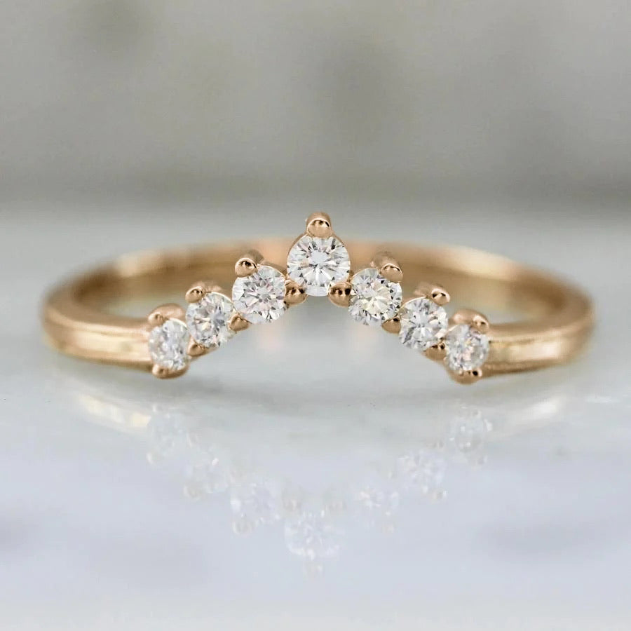 peach gold diamond tiara band