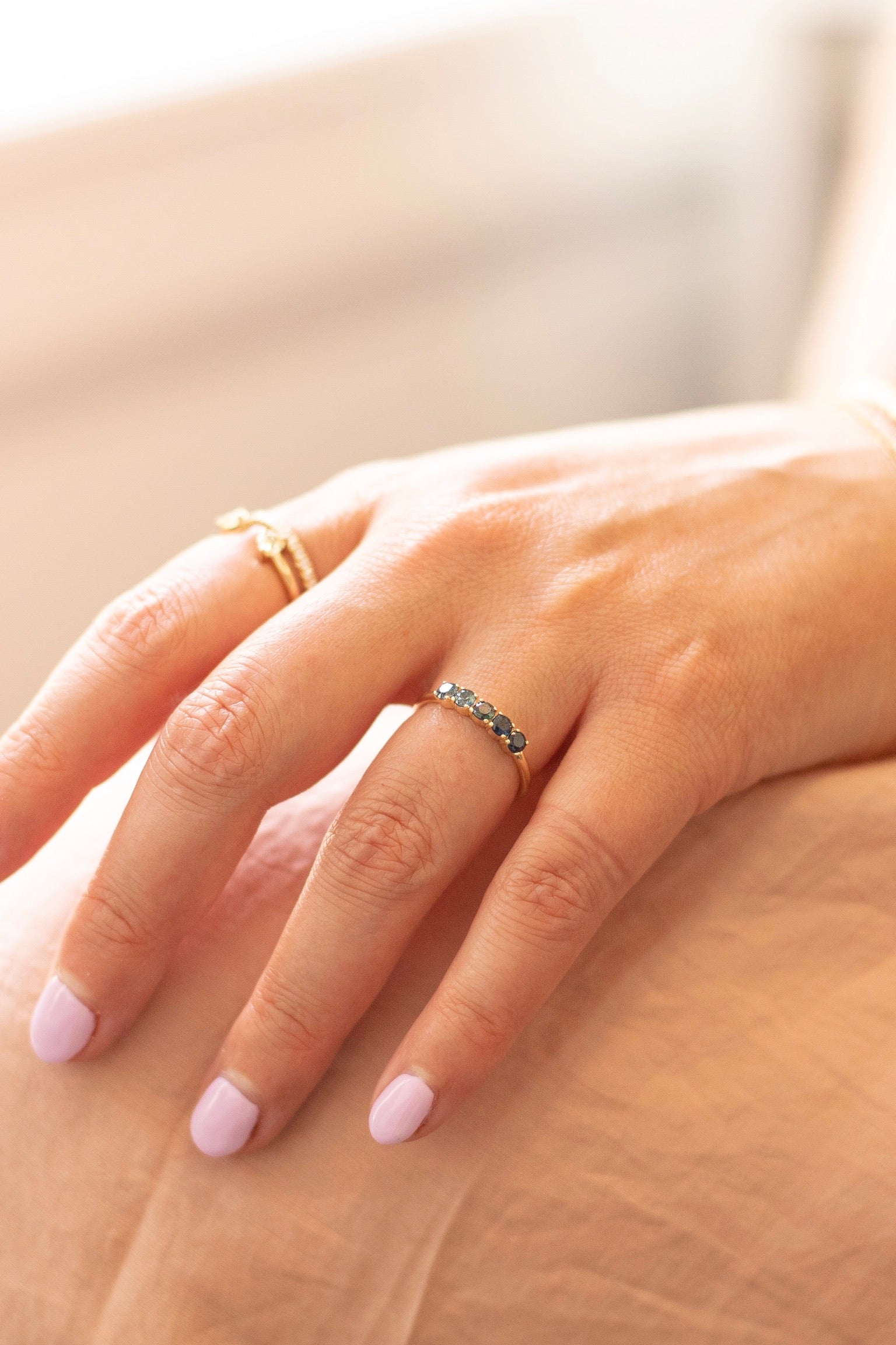 Pony Up Blue Ombré Round Brilliant Cut Sapphire Band