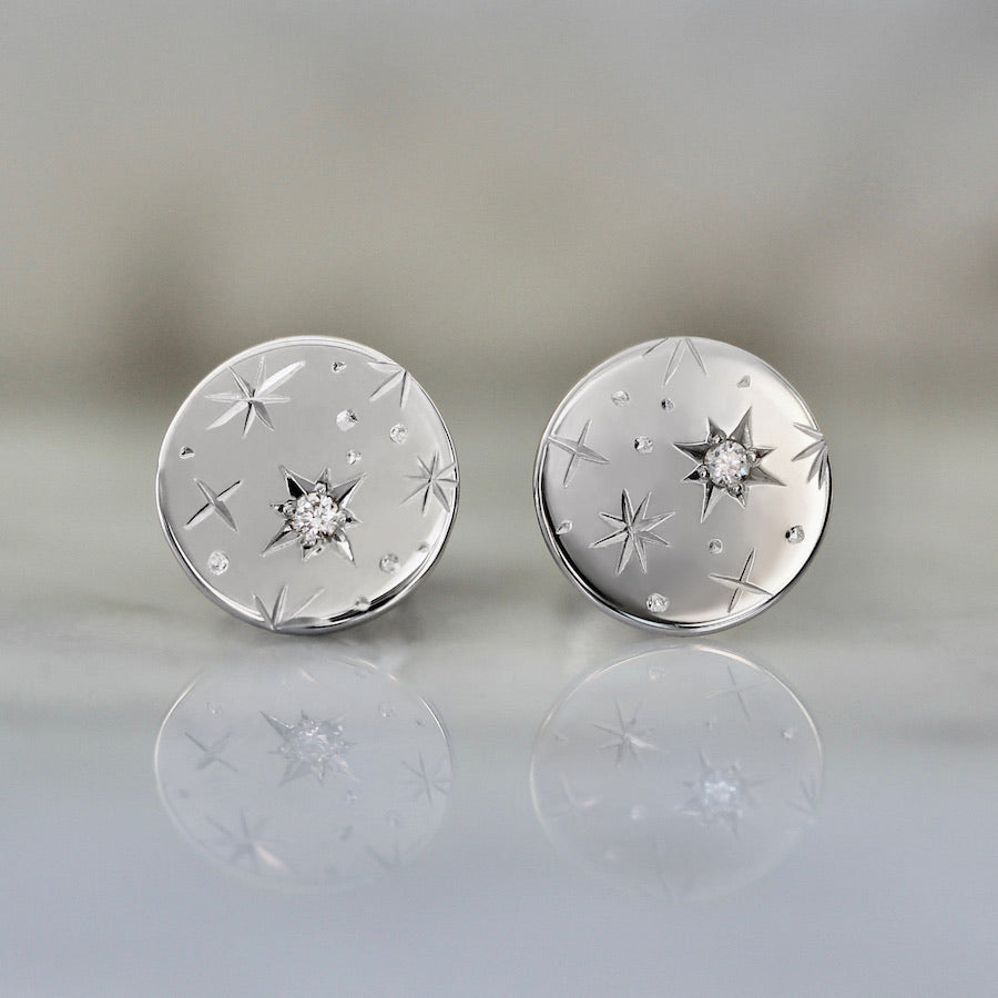 
            Small Size Orion Engraved Diamond Earrings