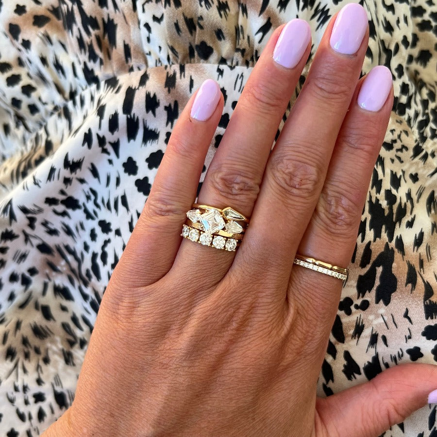1.5 Ct. diamond 5 Stone Wedding Ring In 14K Rose Gold | Fascinating Diamonds