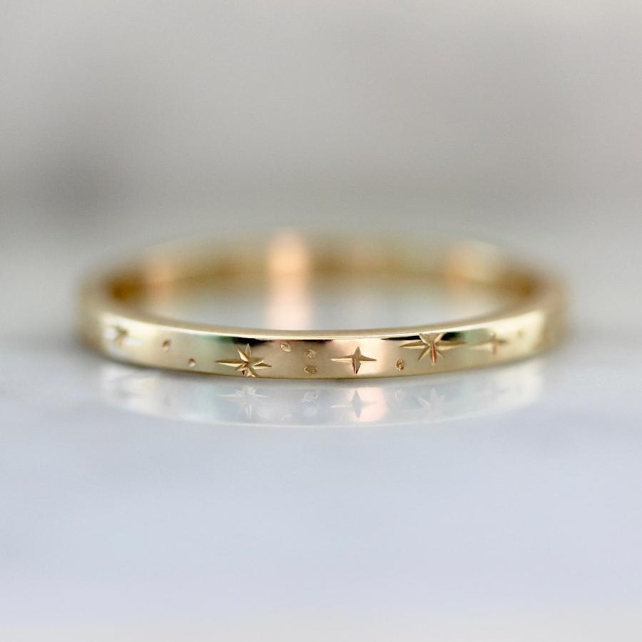 Orion Star Celestial Engraved Gold Band