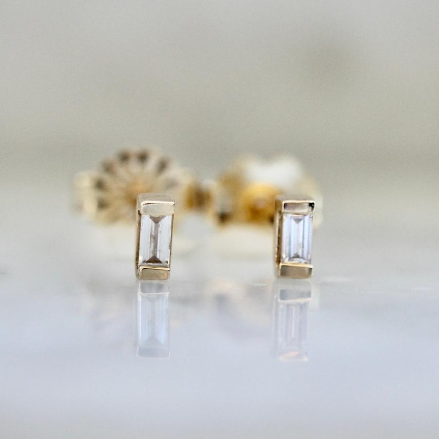 Gem Breakfast White Baguette Cut Earrings