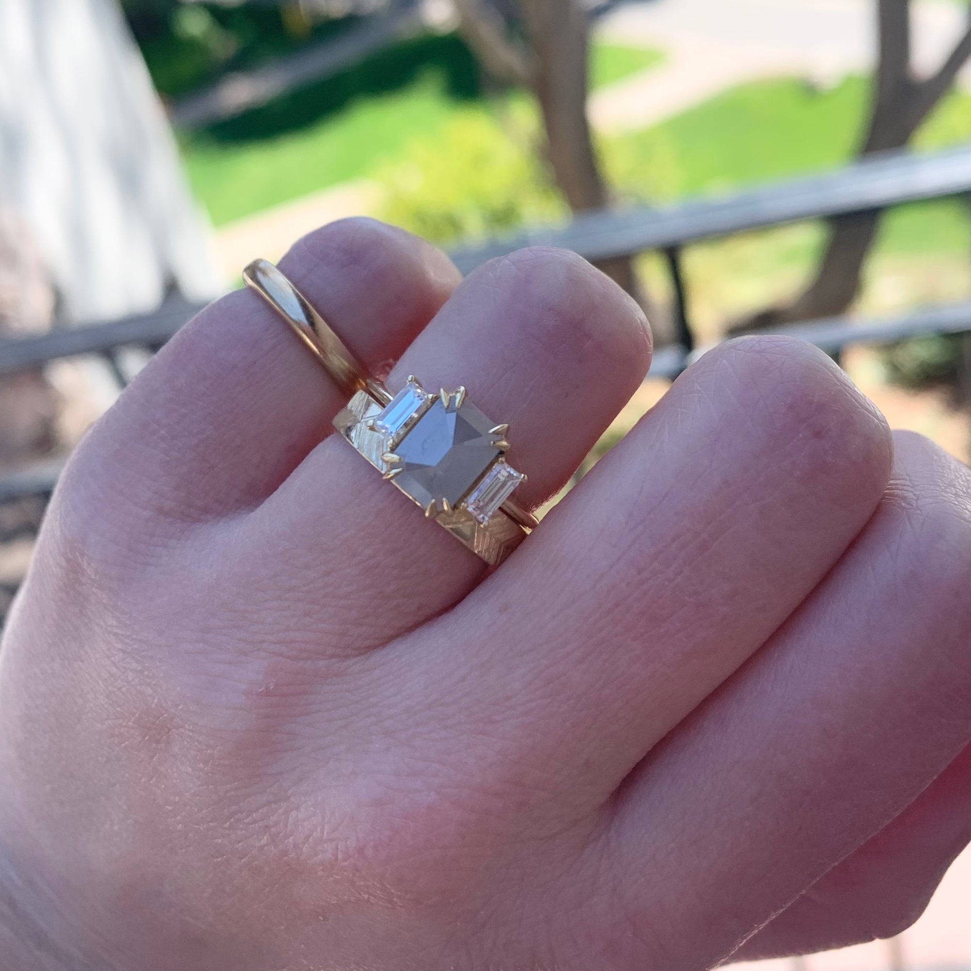 Pillow Talk Opalescent Emerald Rose Cut Diamond Ring