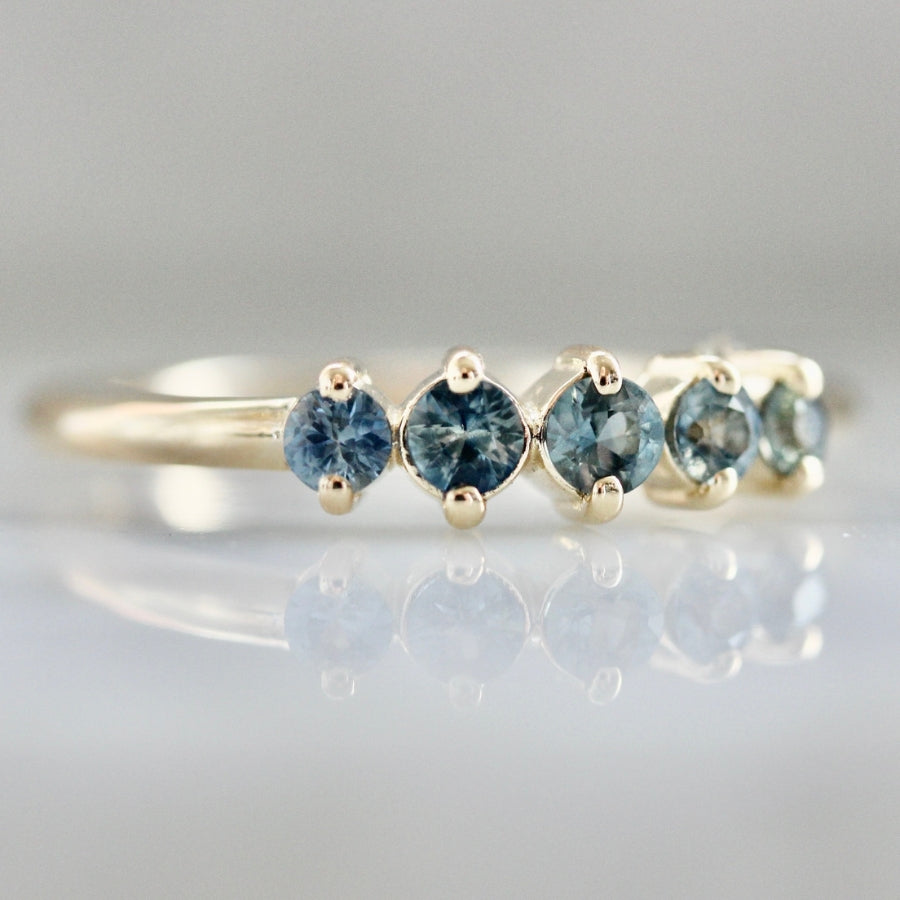 Gin Blossom Blue-Green Round Brilliant Cut Sapphire Band
