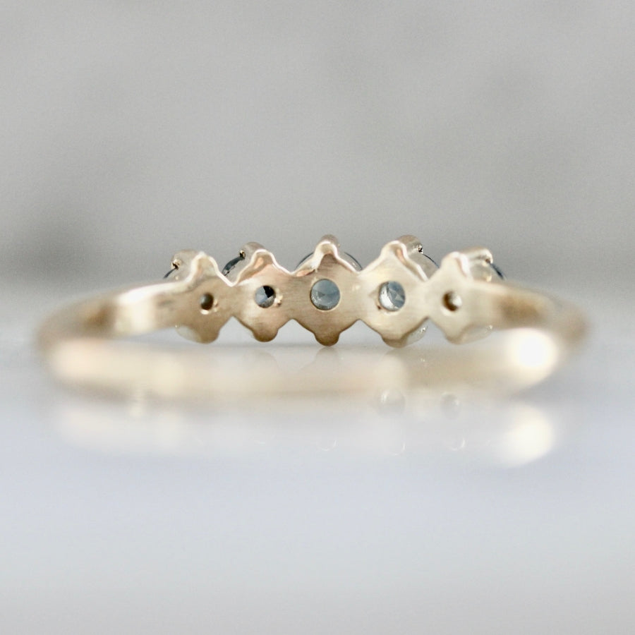 Gin Blossom Blue-Green Round Brilliant Cut Sapphire Band