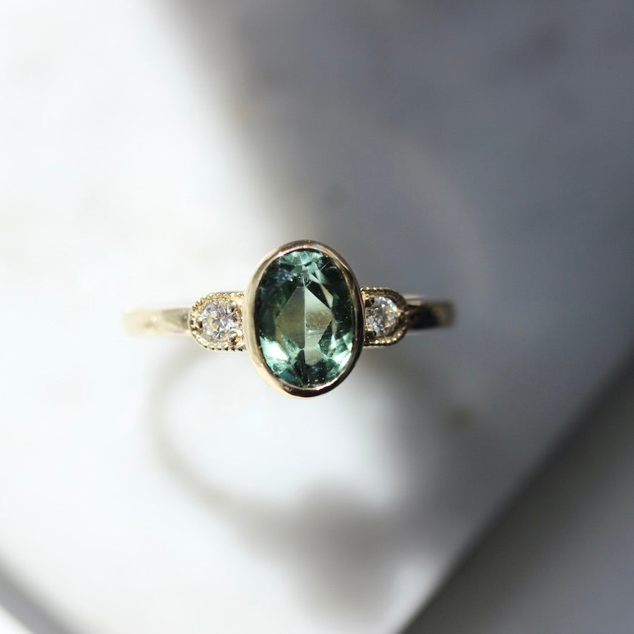 Ivy League Green Oval Cut Tourmaline Ring