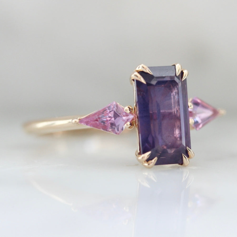 Heiress Purple-Pink Emerald Cut Sapphire Ring