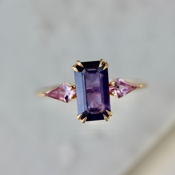 Heiress Purple-Pink Emerald Cut Sapphire Ring