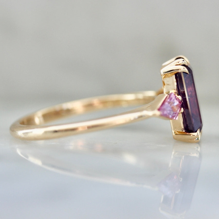 Heiress Purple-Pink Emerald Cut Sapphire Ring