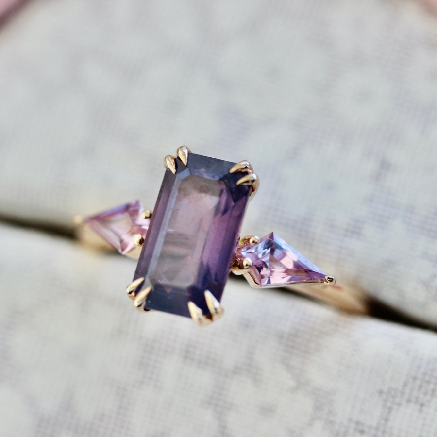 
            Heiress Purple-Pink Emerald Cut Sapphire Ring