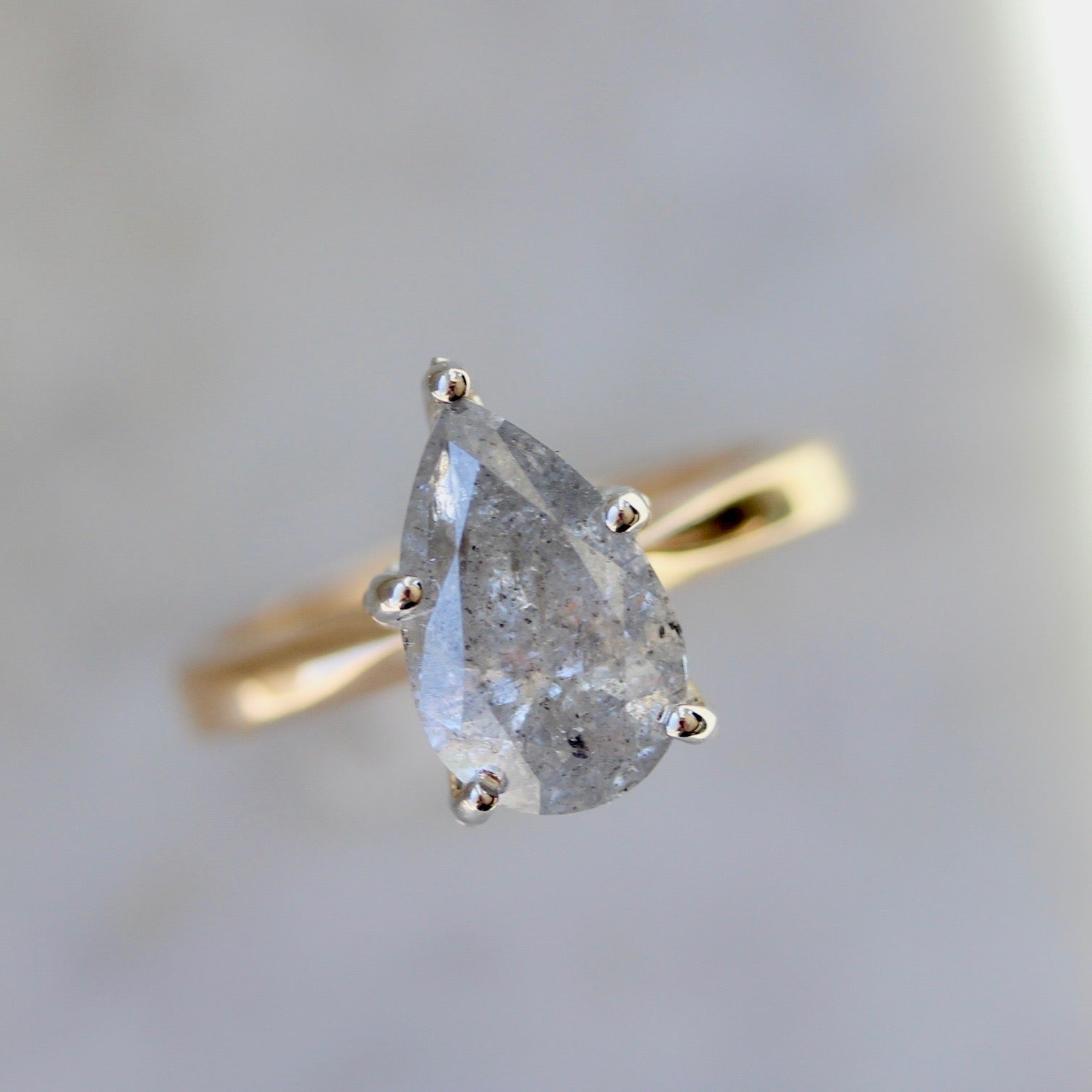 Zahara Salt & Pepper Pear Cut Diamond Ring