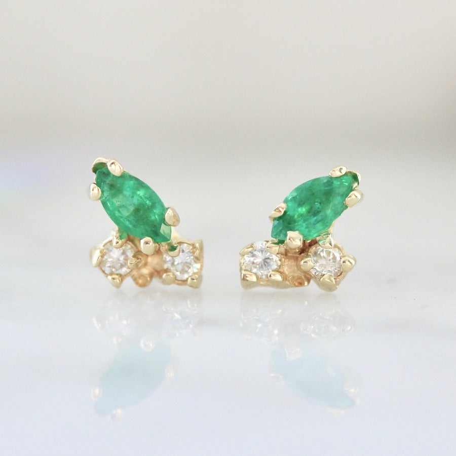 
            Pemberley Emerald &amp; Diamond Studs