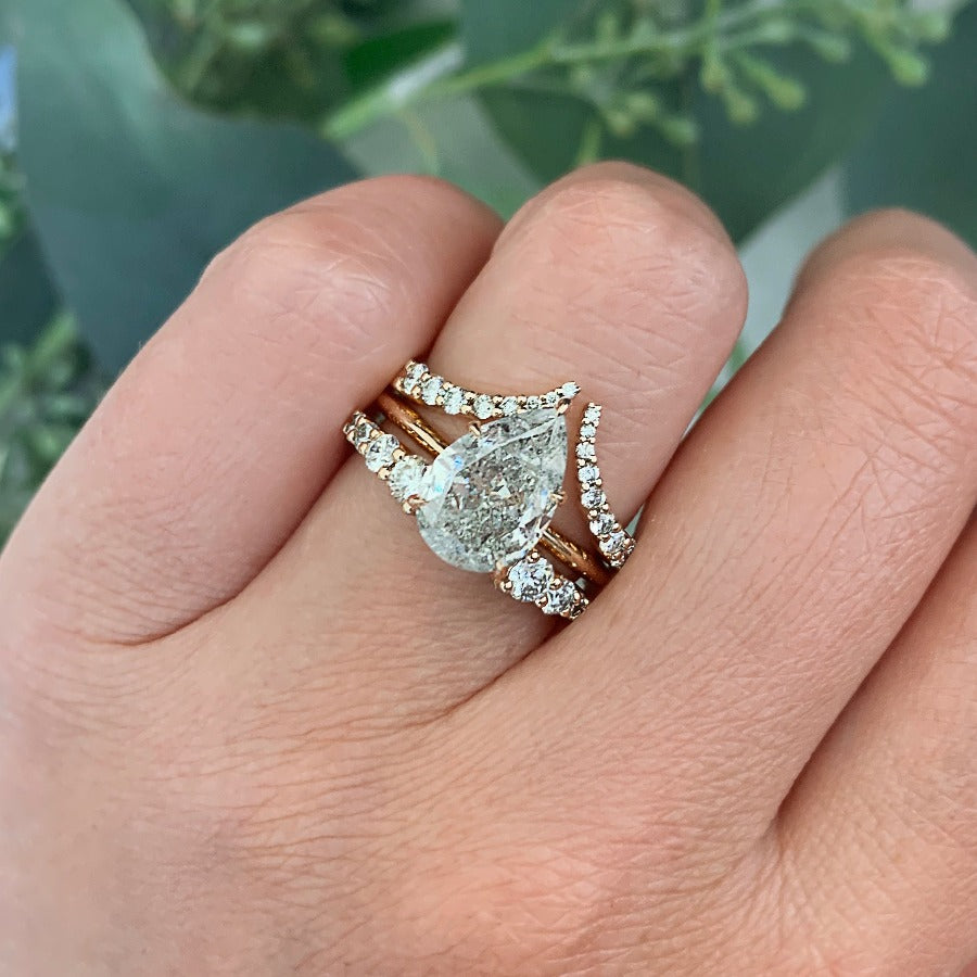 2.14 Carat Stella Grey Salt & Pepper Pear Cut Diamond Ring