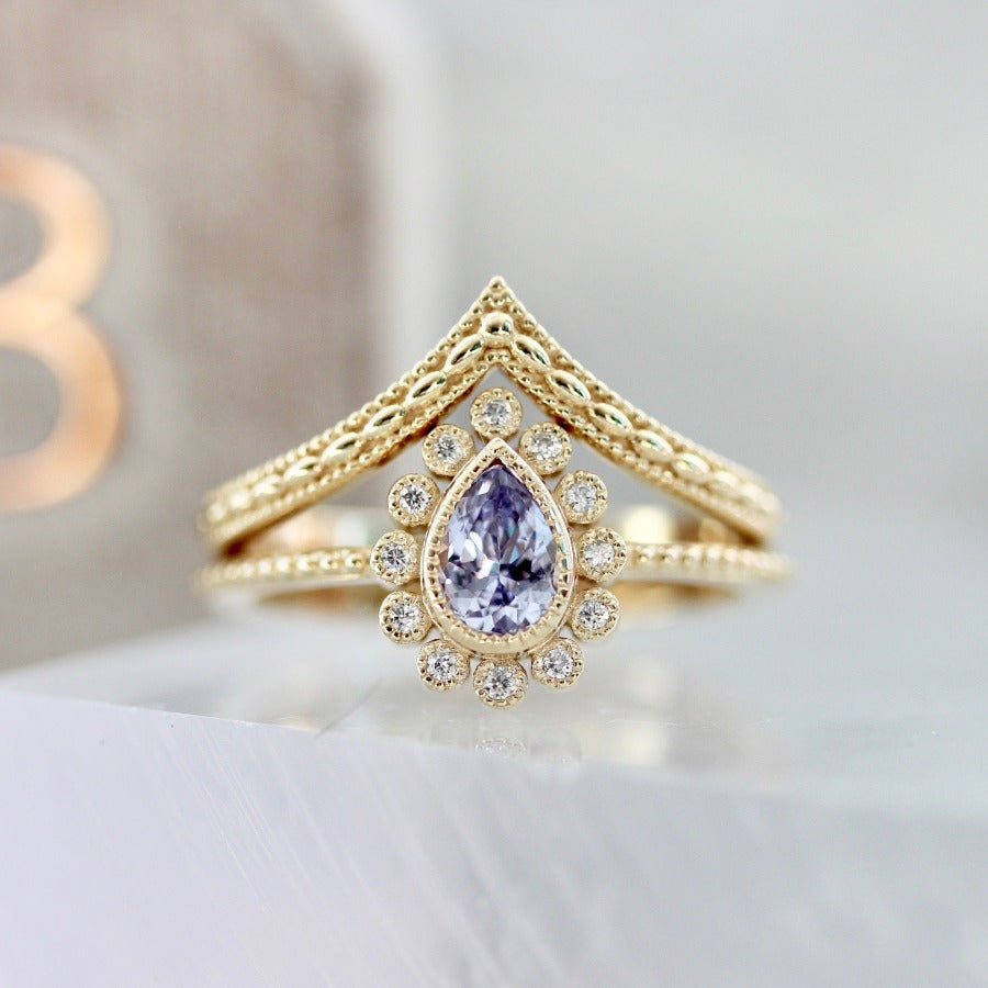 Winslet Lavender Pear Cut Sapphire Ring