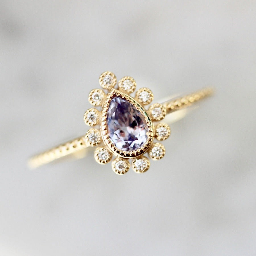 Winslet Lavender Pear Cut Sapphire Ring