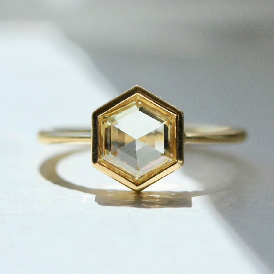 Fair Verona Champagne Hexagon Rose Cut Diamond Ring
