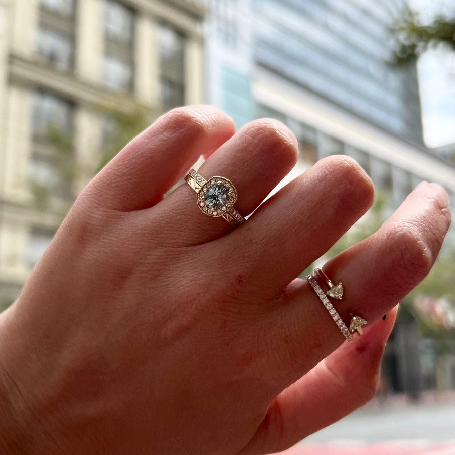 Mint Julep Sapphire Halo Diamond Ring
