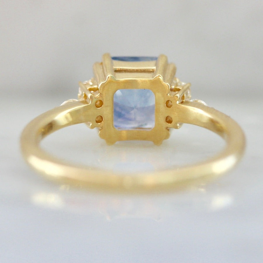 Santorini Violet-Blue Square Radiant Cut Sapphire Ring