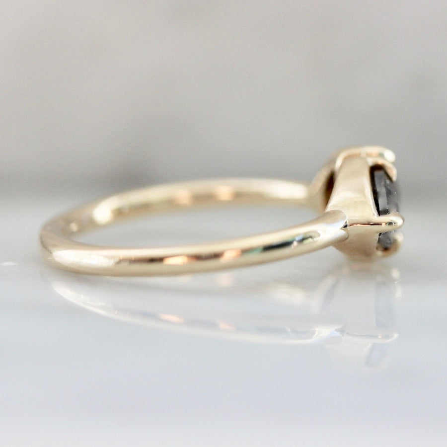 Nebula Salt & Pepper Trillion & Half Moon Rose Cut Diamond Ring