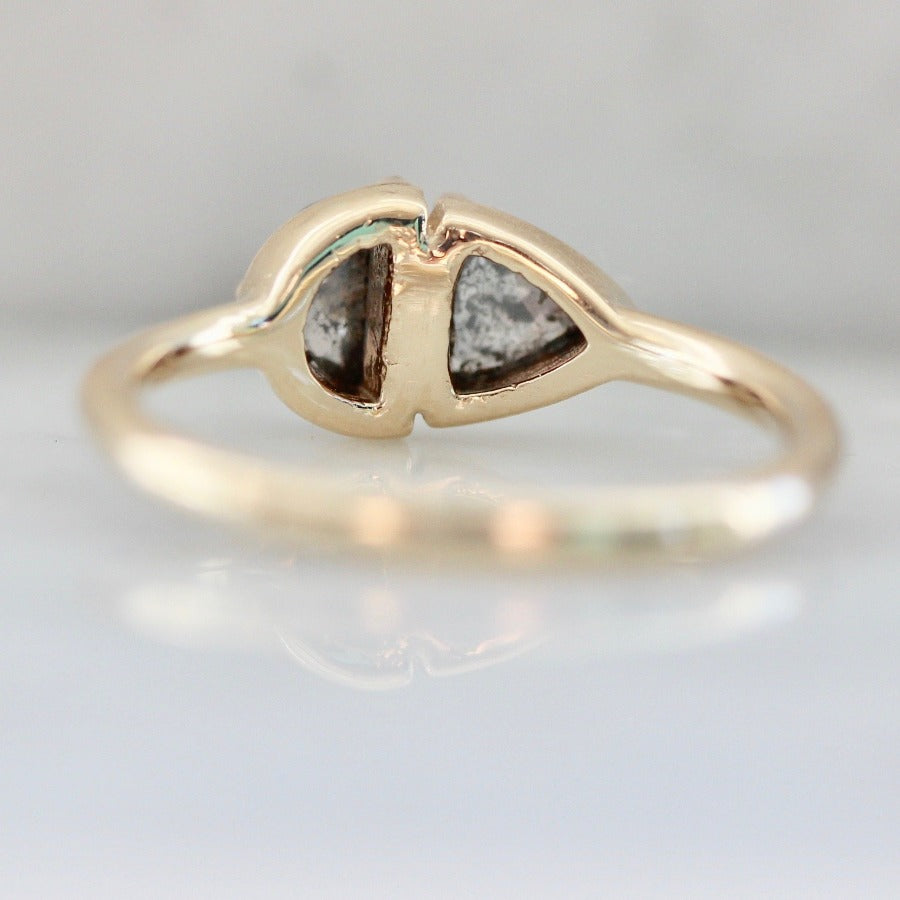 Nebula Salt & Pepper Trillion & Half Moon Rose Cut Diamond Ring