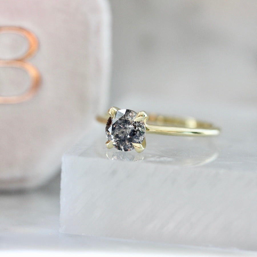 1.08 Carat Stella Salt & Pepper Round Brilliant Cut Diamond Ring