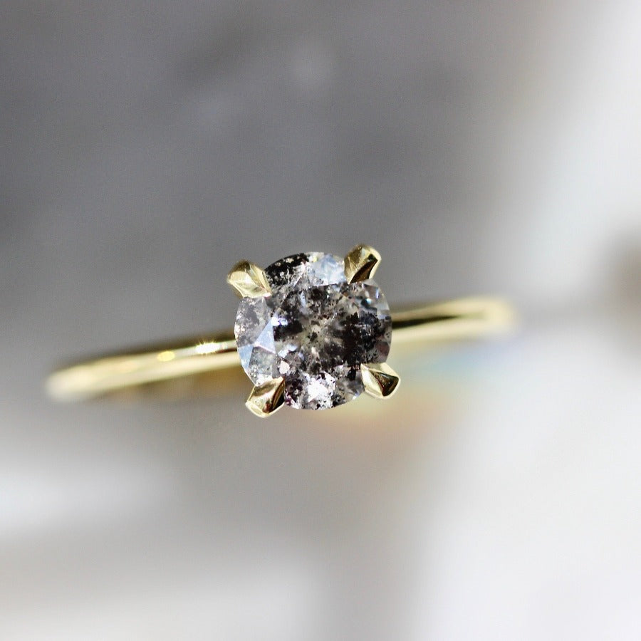 1.08 Carat Stella Salt & Pepper Round Brilliant Cut Diamond Ring