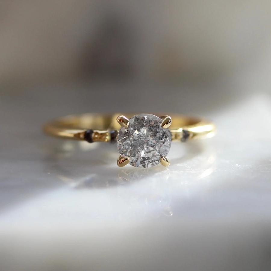 Stella Salt & Pepper Diamond Ring With Special Star Engraving