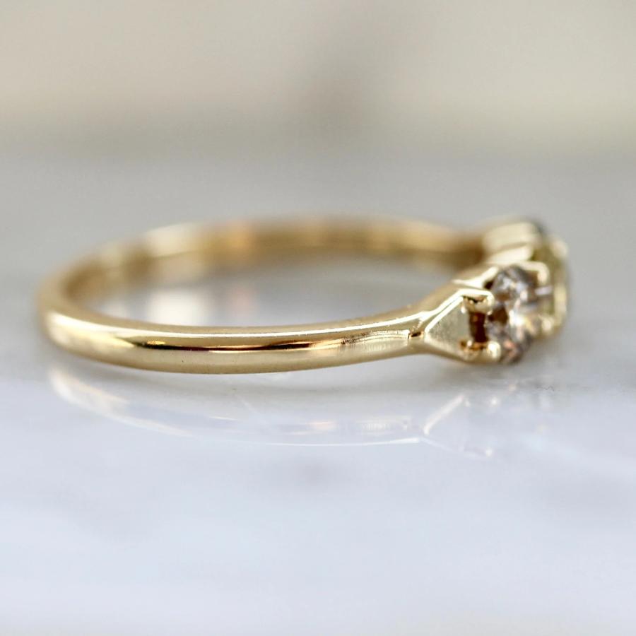 The Fates Mixed Colored Diamonds Three Stone Yellow Gold Ring