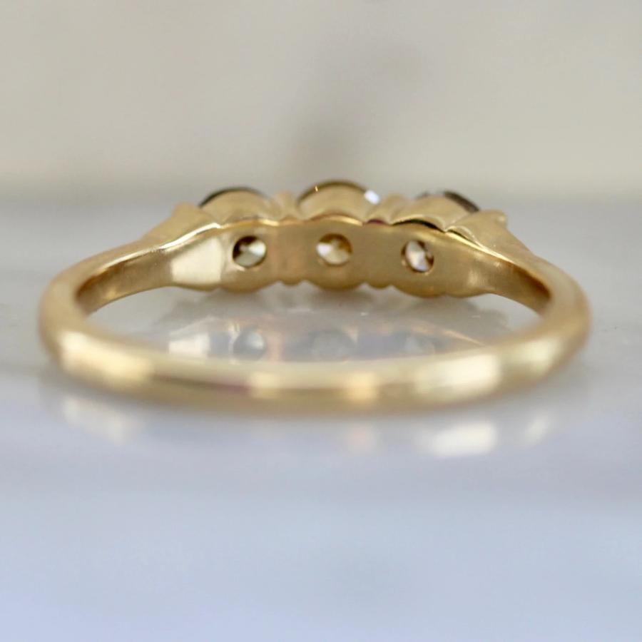 The Fates Mixed Colored Diamonds Three Stone Yellow Gold Ring
